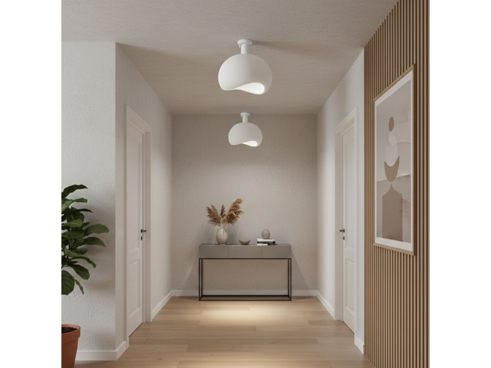 Lampada da soffitto in metallo "Yontu" - 34 x 29 x 33 cm - Bianco