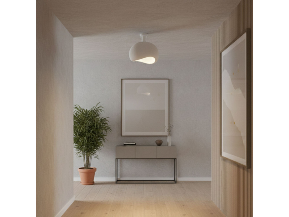 Lampada da soffitto in metallo "Yontu" - 34 x 29 x 33 cm - Bianco