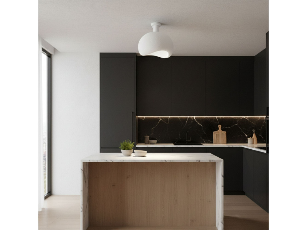 Lampada da soffitto in metallo "Yontu" - 34 x 29 x 33 cm - Bianco