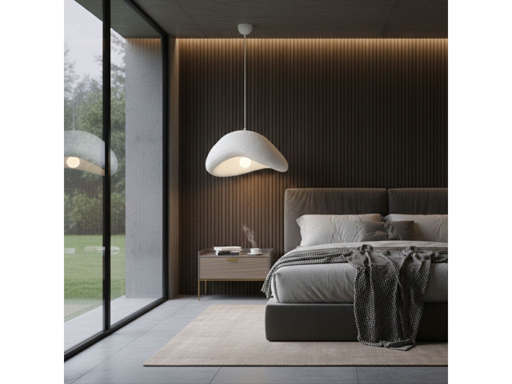 Lampada a sospensione in metallo "Luna" - 42 x 37 x 120 cm - Bianco
