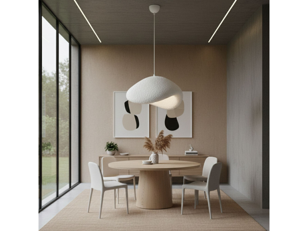 Lampada a sospensione in metallo "Luna" - 42 x 37 x 120 cm - Bianco