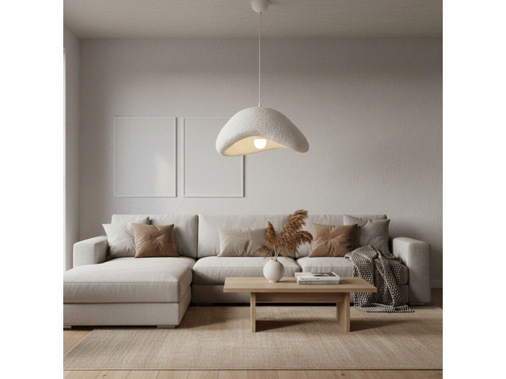 Lampada a sospensione in metallo "Luna" - 42 x 37 x 120 cm - Bianco