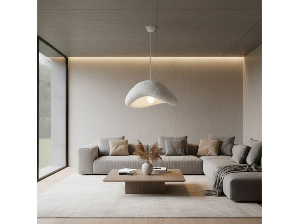 Lampada a sospensione in metallo "Luna" - 52 x 40 x 120 cm - Bianco