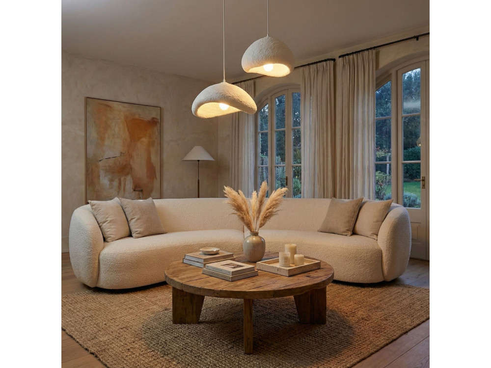 Lampadario in metallo "Luna" - 70 x 30 x 115 cm - Bianco