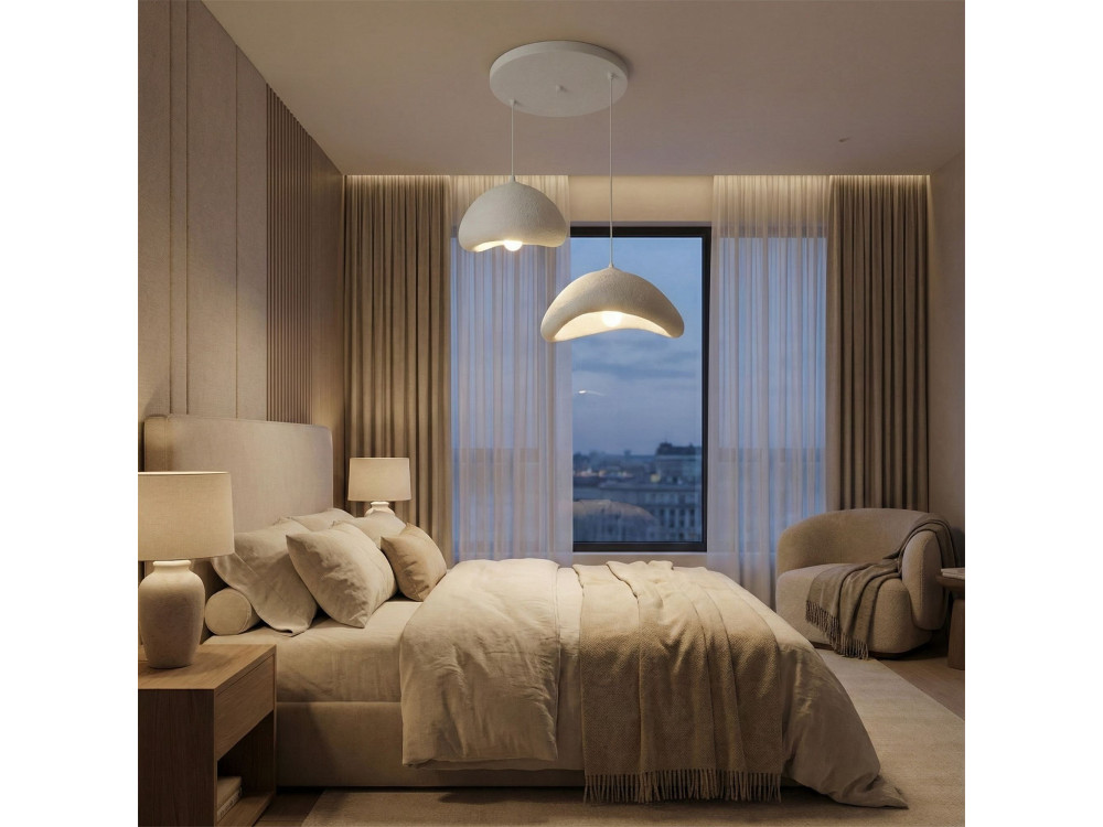 Lampadario in metallo "Luna" - 70 x 30 x 115 cm - Bianco