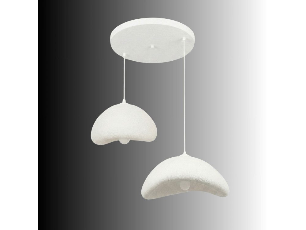 Lampadario in metallo "Luna" - 70 x 30 x 115 cm - Bianco