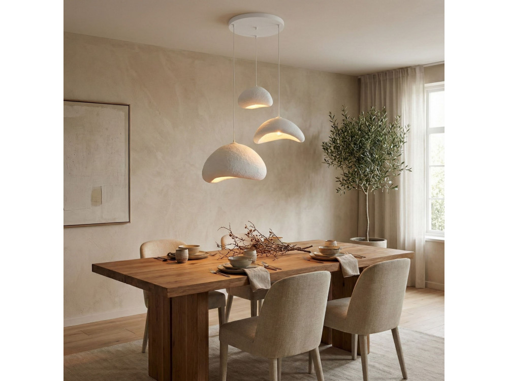 Lampadario in metallo "Luna" - 82 x 50 cm - Bianco