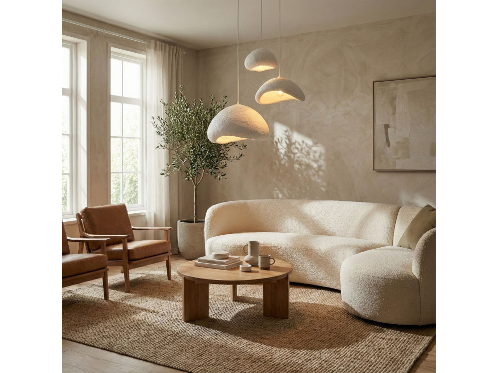 Lampadario in metallo "Luna" - 82 x 50 cm - Bianco