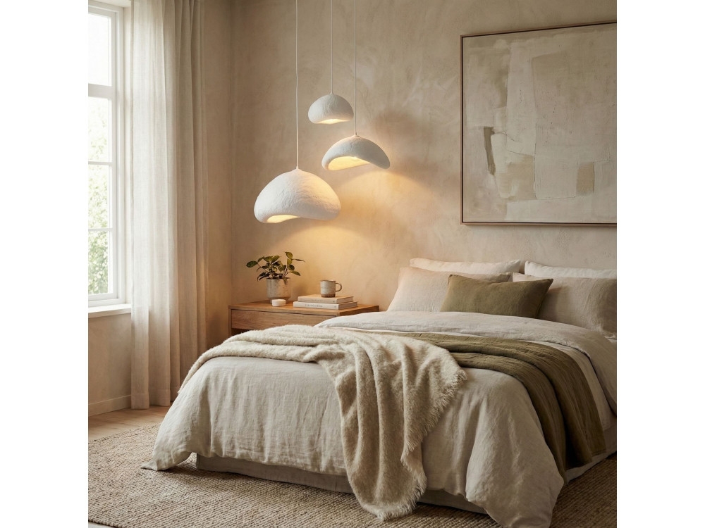 Lampadario in metallo "Luna" - 82 x 50 cm - Bianco