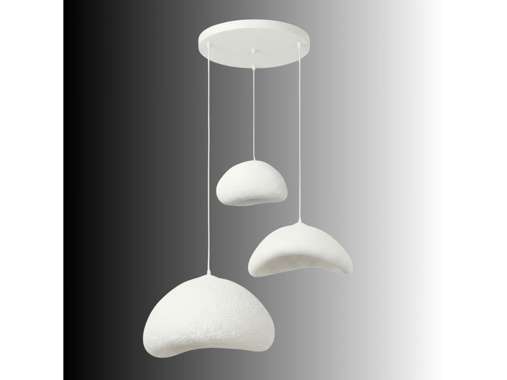 Lampadario in metallo "Luna" - 82 x 50 cm - Bianco