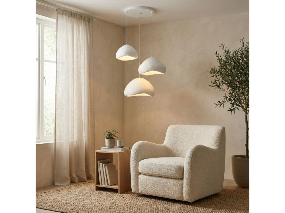 Lampadario in metallo "Lora" - 82 x 82 cm - Bianco