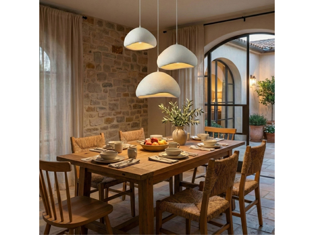 Lampadario in metallo "Lora" - 82 x 82 cm - Bianco