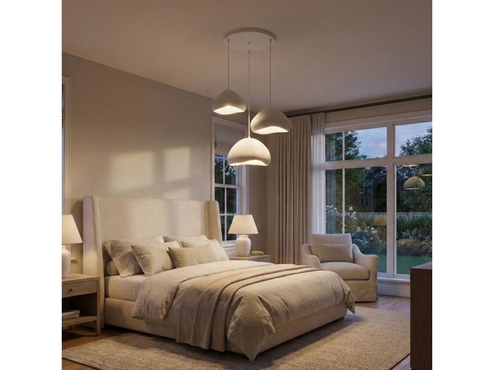 Lampadario in metallo "Lora" - 82 x 82 cm - Bianco