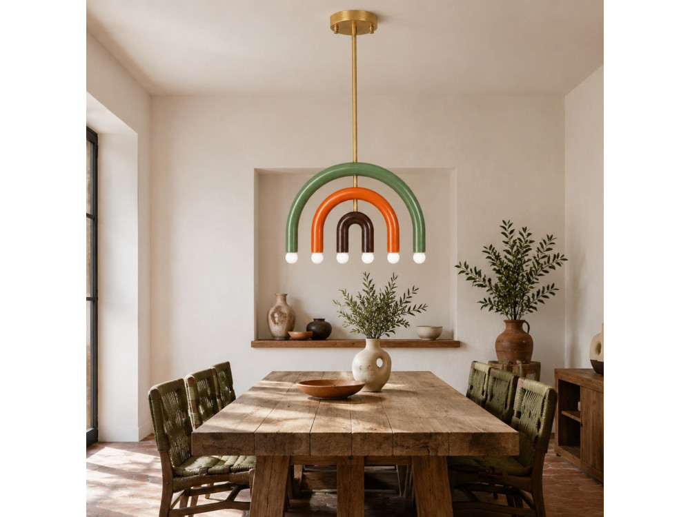 Lampadario in metallo "Vento" - 50 x 10 cm - Verde