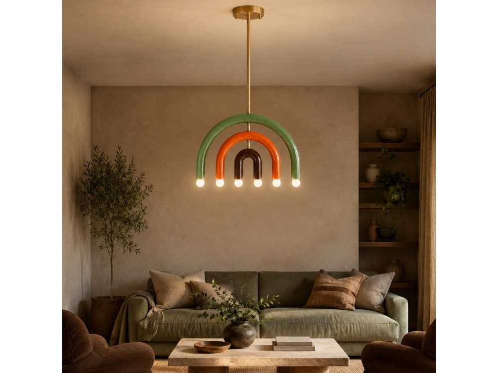 Lampadario in metallo "Vento" - 50 x 10 cm - Verde