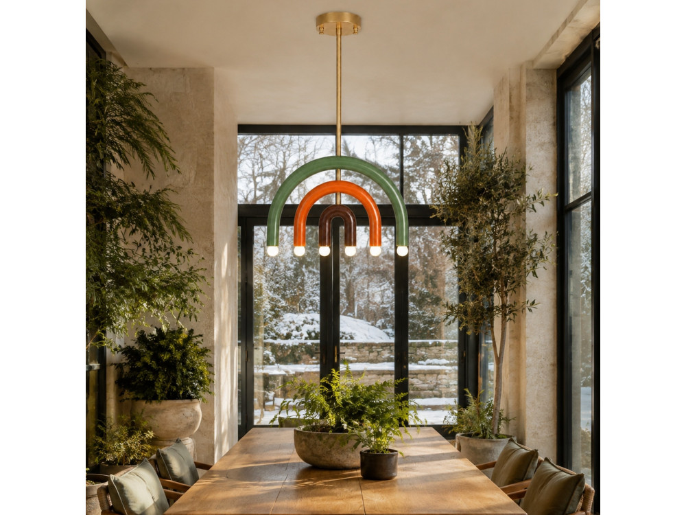 Lampadario in metallo "Vento" - 50 x 10 cm - Verde