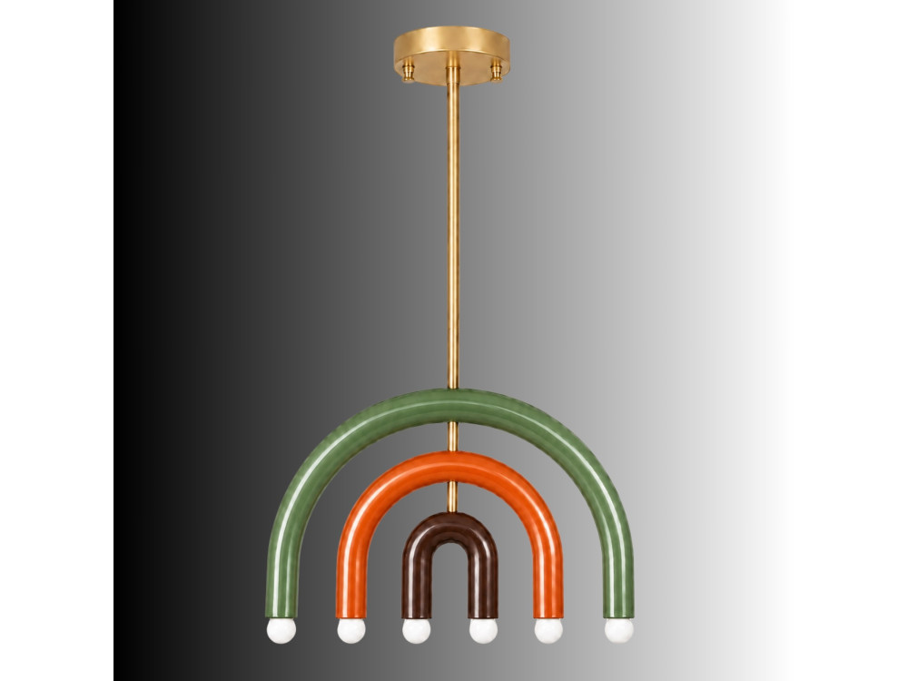 Lampadario in metallo "Vento" - 50 x 10 cm - Verde