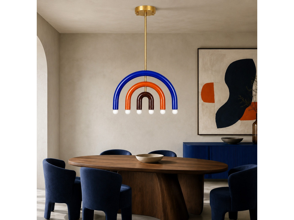 Lampadario in metallo "Vento" - 50 x 10 cm - Blu