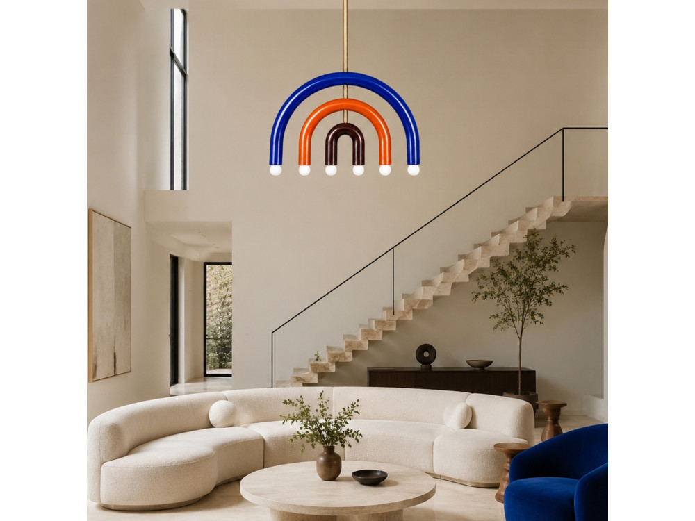 Lampadario in metallo "Vento" - 50 x 10 cm - Blu