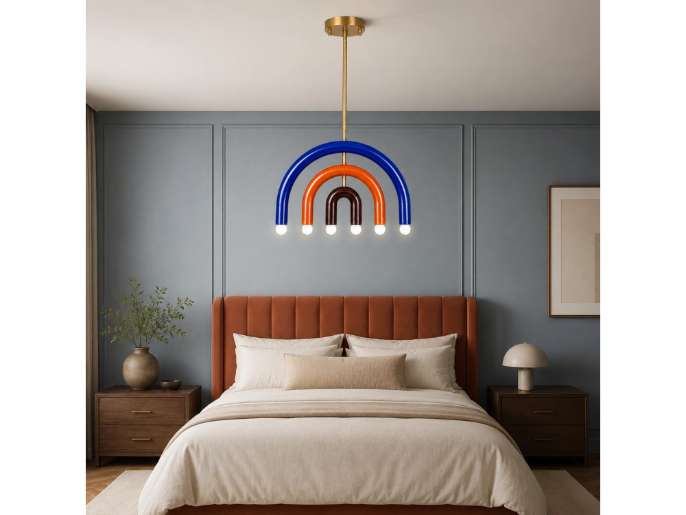 Lampadario in metallo "Vento" - 50 x 10 cm - Blu