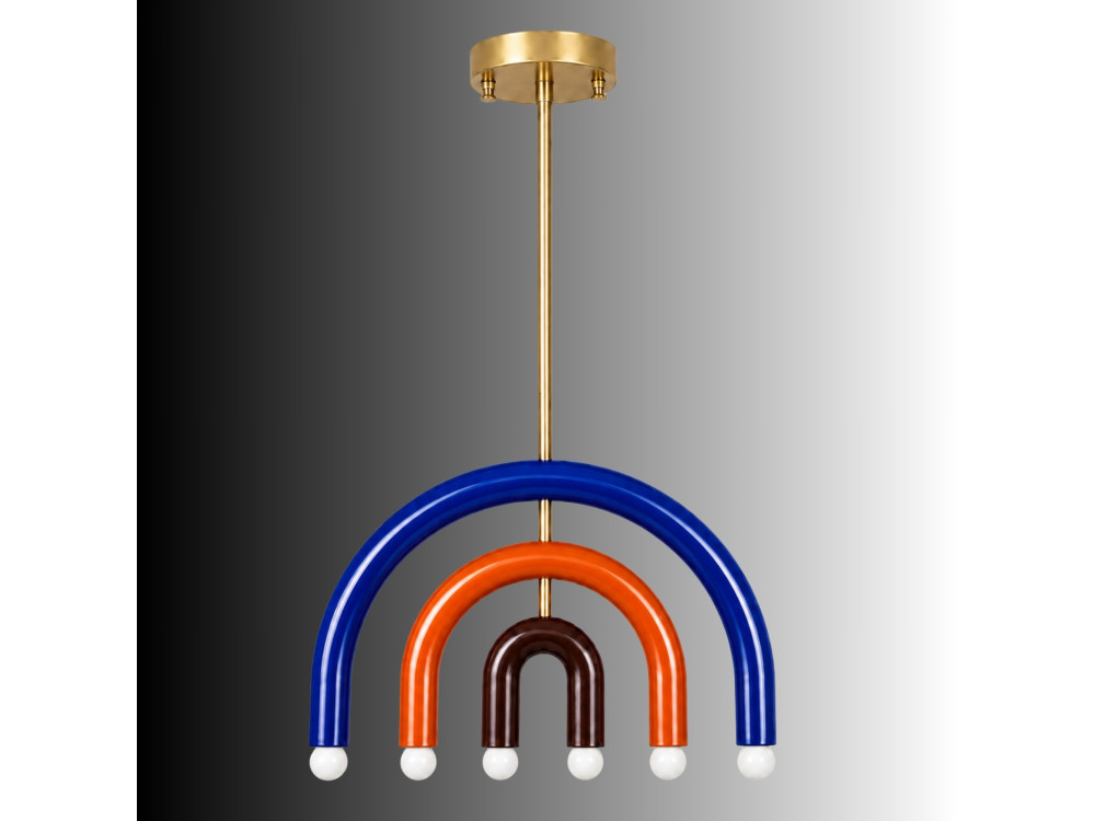 Lampadario in metallo "Vento" - 50 x 10 cm - Blu