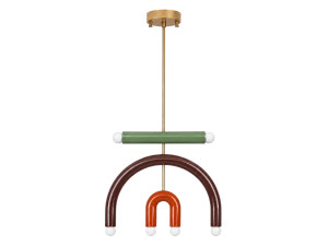 Lampadario in metallo "Vento" - 50 x 10 cm - Marrone