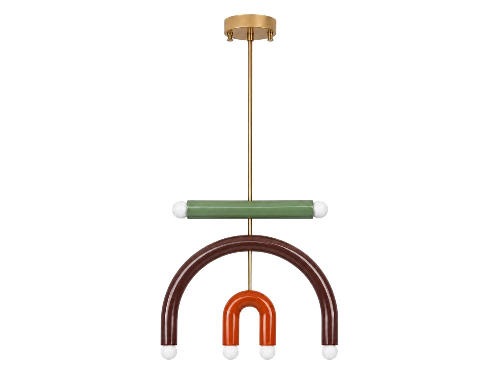 Lampadario in metallo "Vento" - 50 x 10 cm - Marrone
