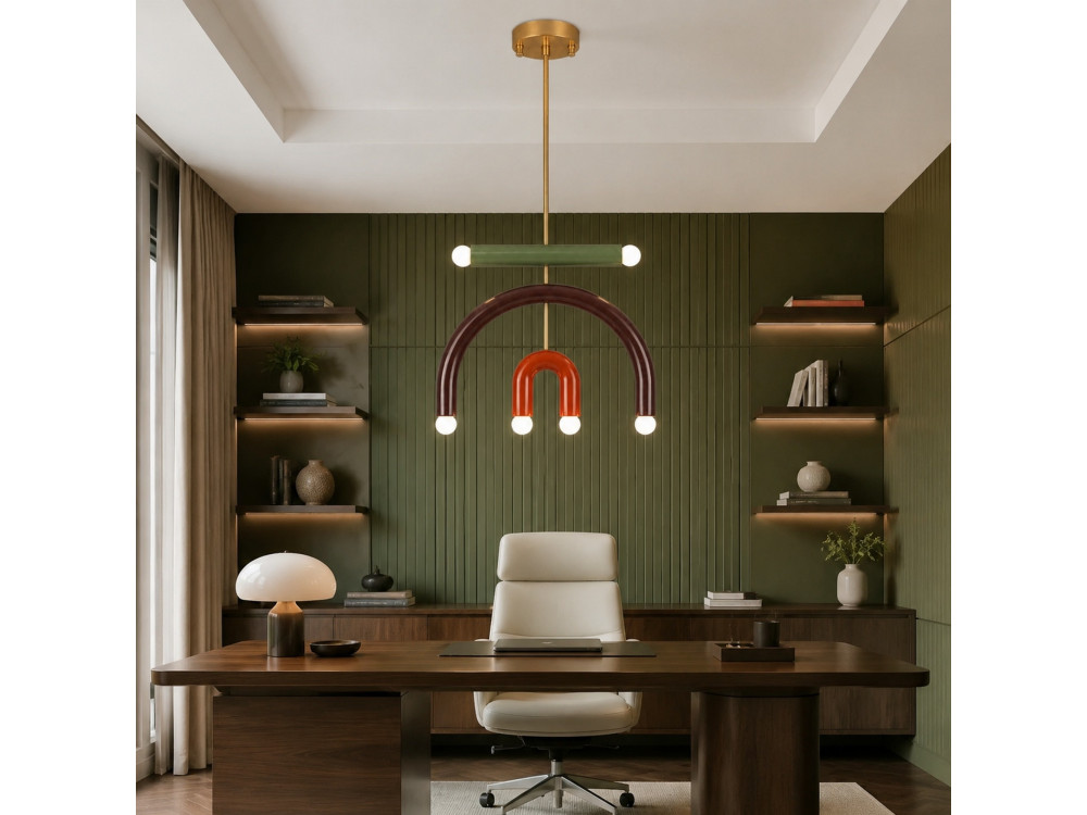Lampadario in metallo "Vento" - 50 x 10 cm - Marrone