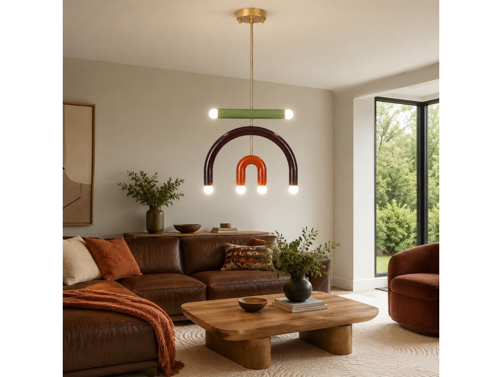 Lampadario in metallo "Vento" - 50 x 10 cm - Marrone