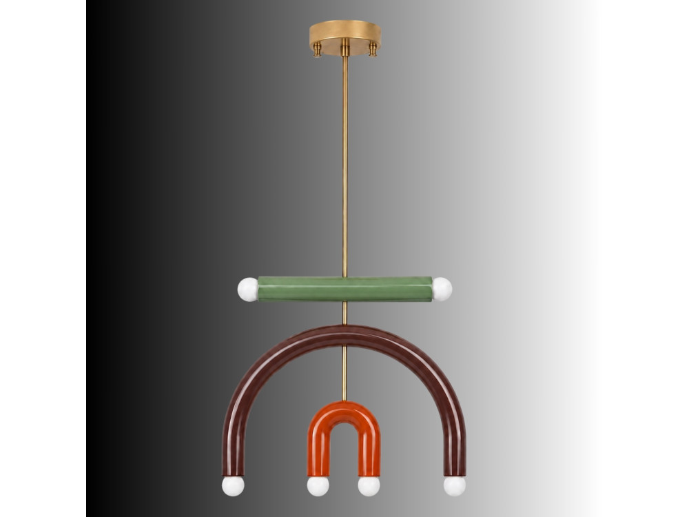 Lampadario in metallo "Vento" - 50 x 10 cm - Marrone