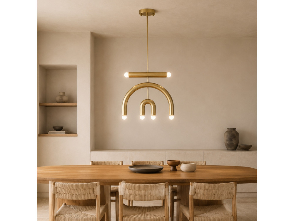 Lampadario in metallo "Vento" - 50 x 10 cm - Giallo