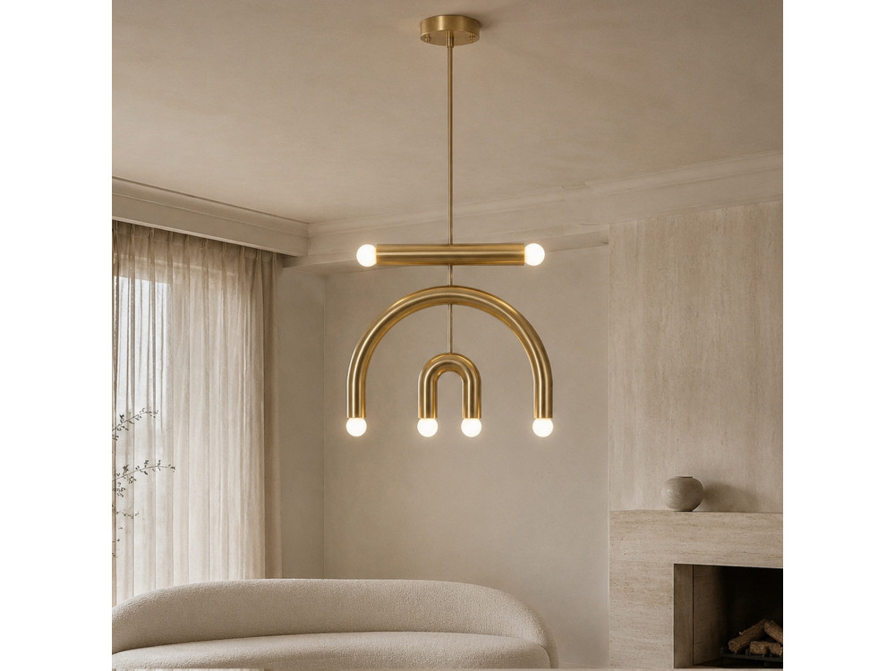 Lampadario in metallo "Vento" - 50 x 10 cm - Giallo
