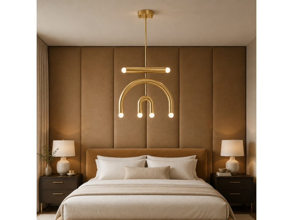 Lampadario in metallo "Vento" - 50 x 10 cm - Giallo