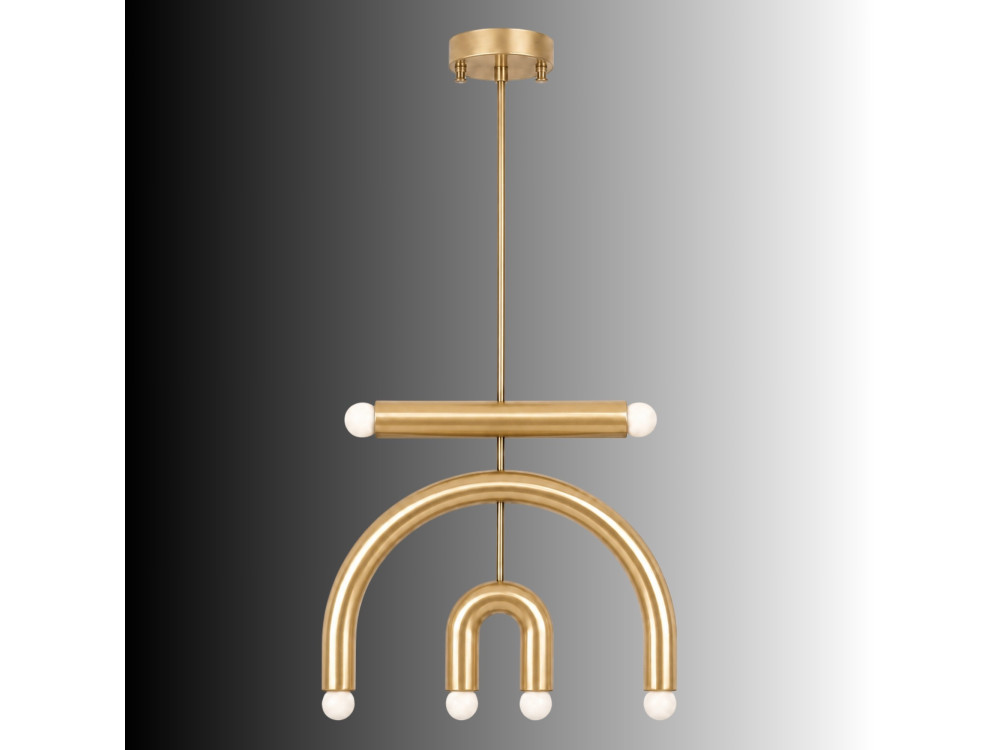 Lampadario in metallo "Vento" - 50 x 10 cm - Giallo