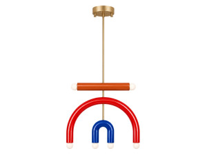 Lampadario in metallo "Vento" - 50 x 10 cm - Rosso