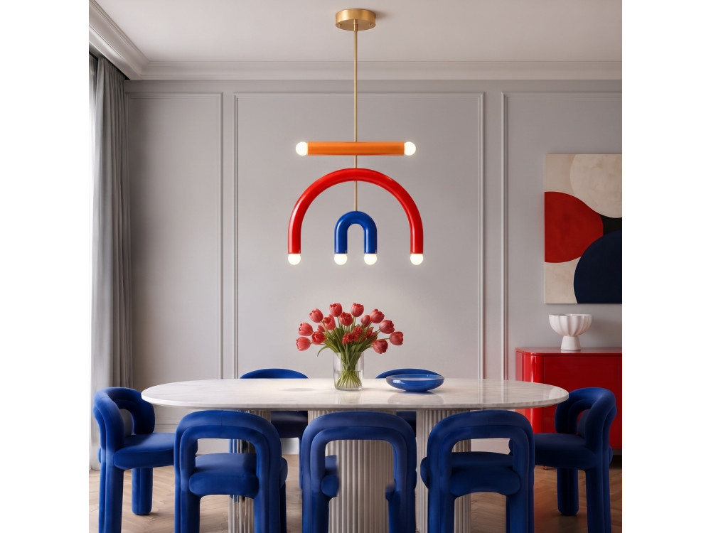 Lampadario in metallo "Vento" - 50 x 10 cm - Rosso
