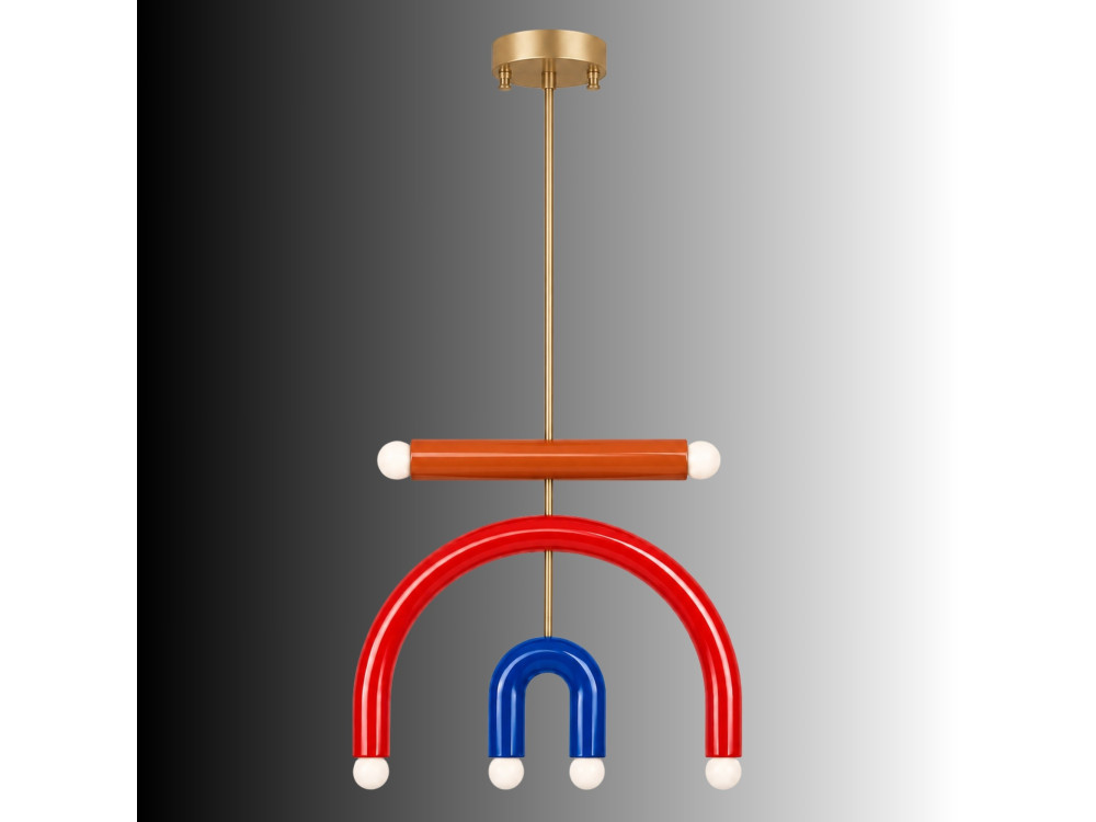 Lampadario in metallo "Vento" - 50 x 10 cm - Rosso