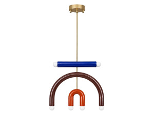 Lampadario in metallo "Vento" - 50 x 10 cm - Marrone
