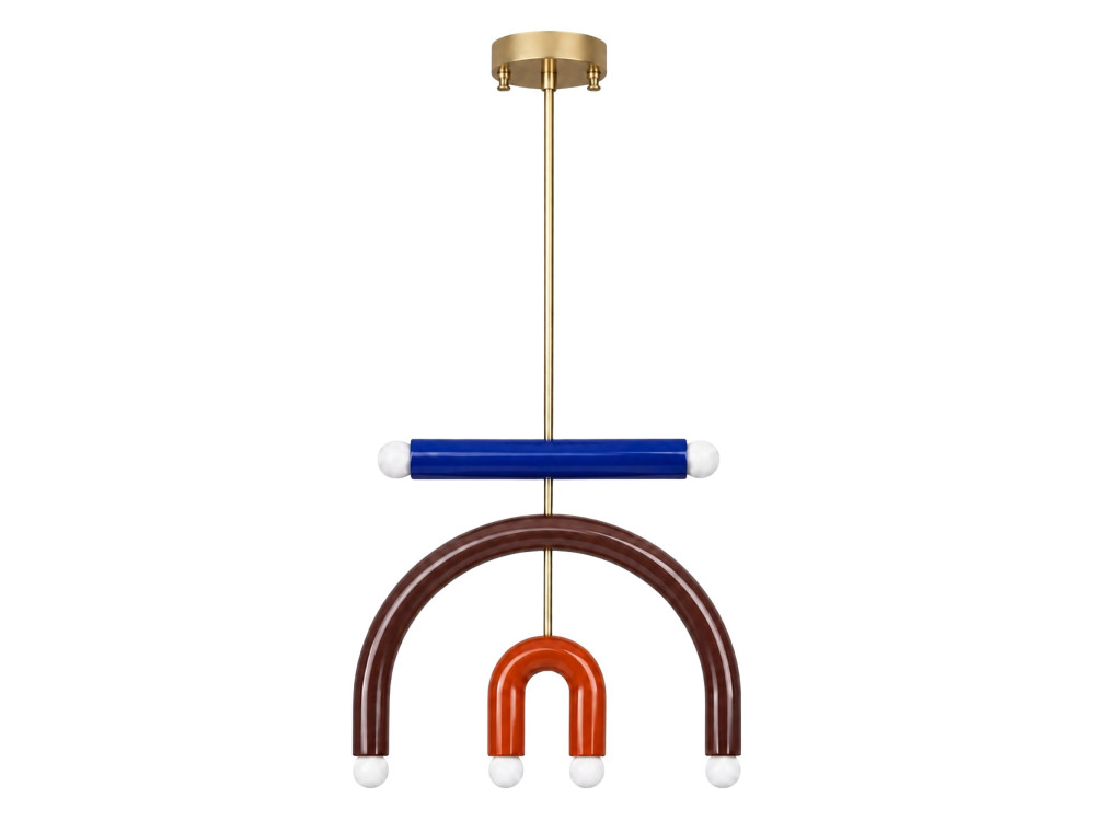 Lampadario in metallo "Vento" - 50 x 10 cm - Marrone