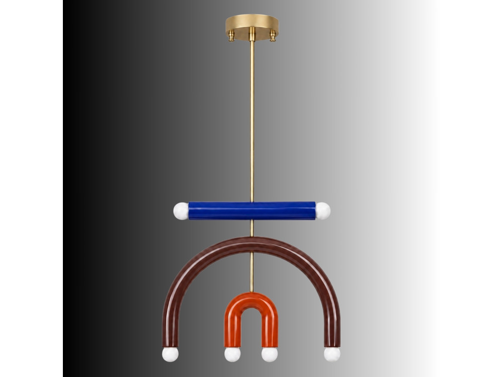 Lampadario in metallo "Vento" - 50 x 10 cm - Marrone