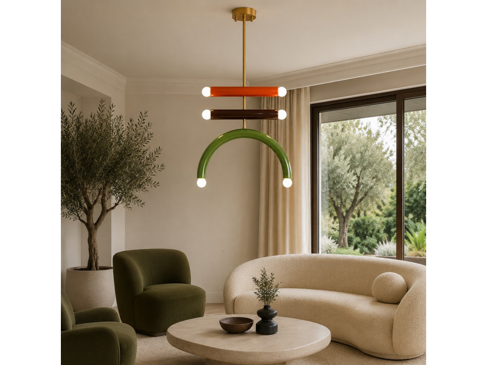 Lampadario in metallo "Vento" - 50 x 10 cm - Verde