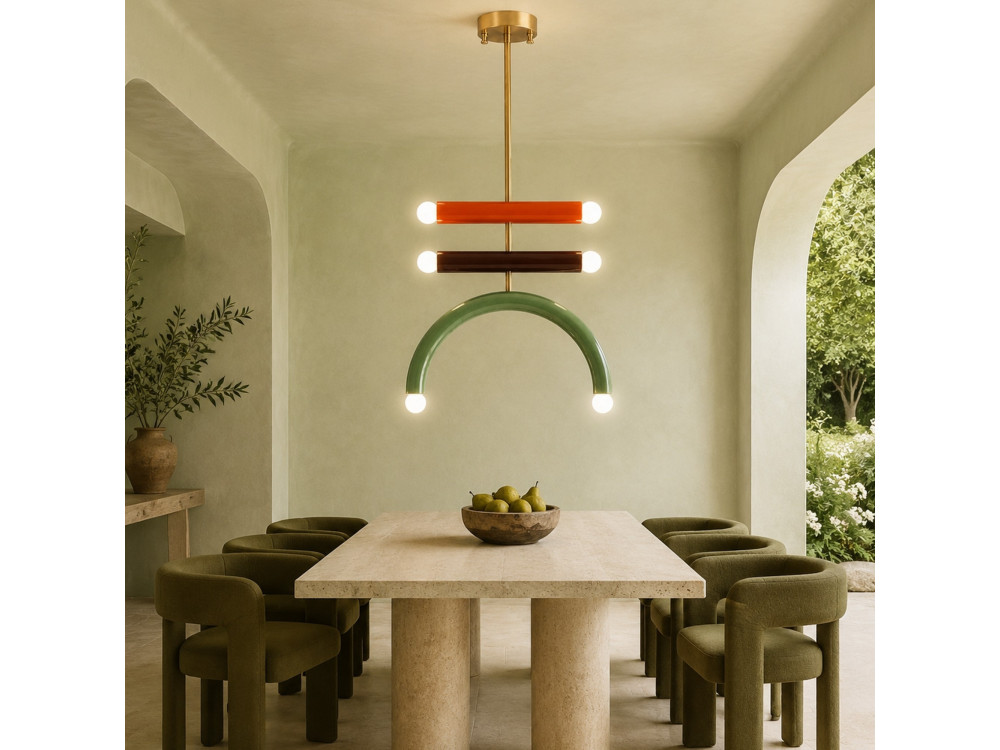 Lampadario in metallo "Vento" - 50 x 10 cm - Verde