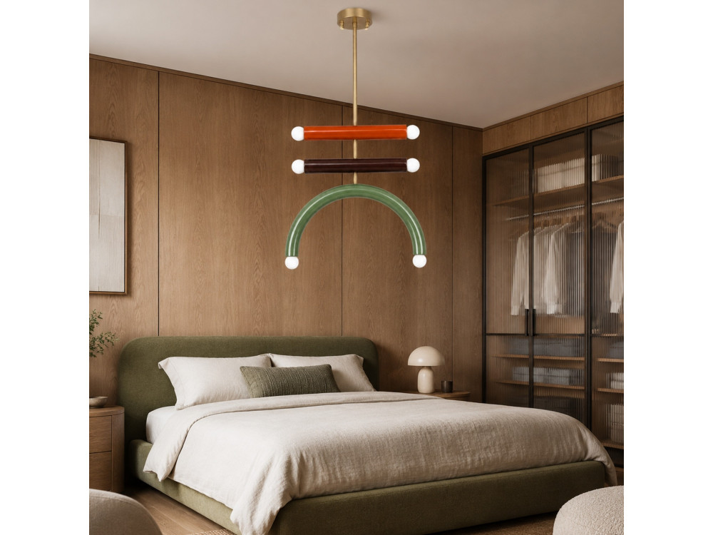 Lampadario in metallo "Vento" - 50 x 10 cm - Verde