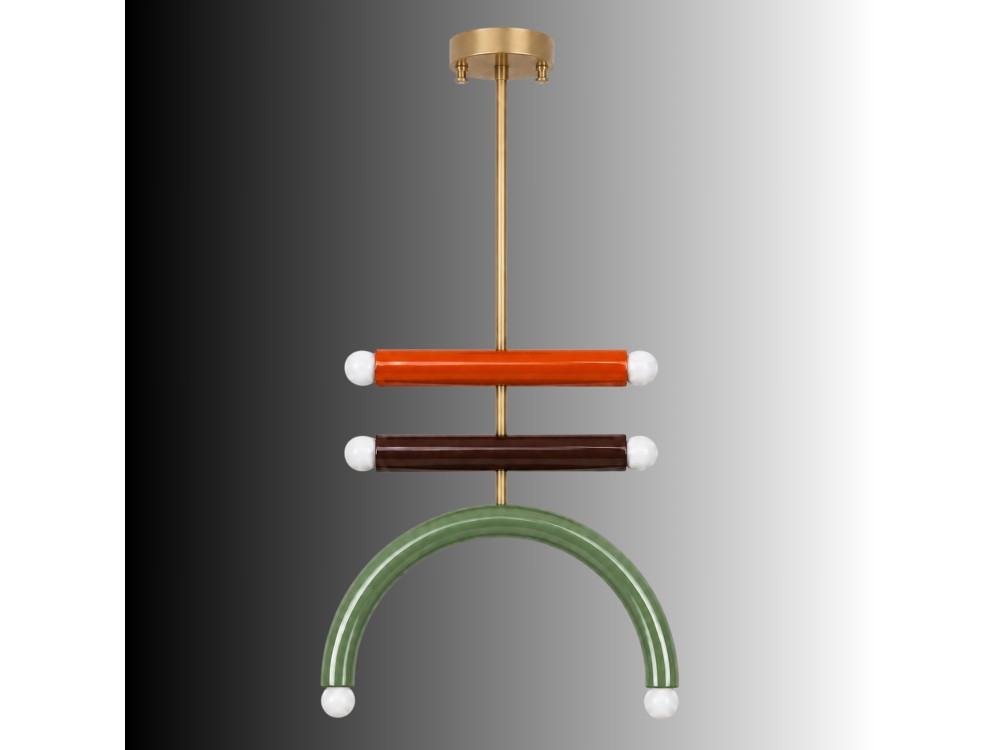 Lampadario in metallo "Vento" - 50 x 10 cm - Verde