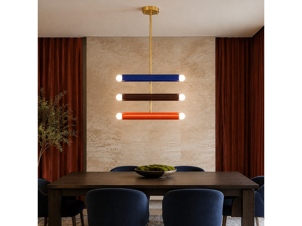 Lampadario in metallo "Vento" - 35 x 10 cm - Blu