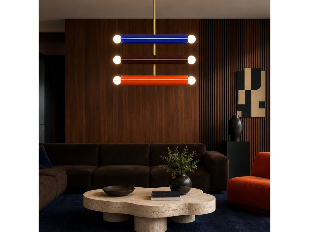 Lampadario in metallo "Vento" - 35 x 10 cm - Blu