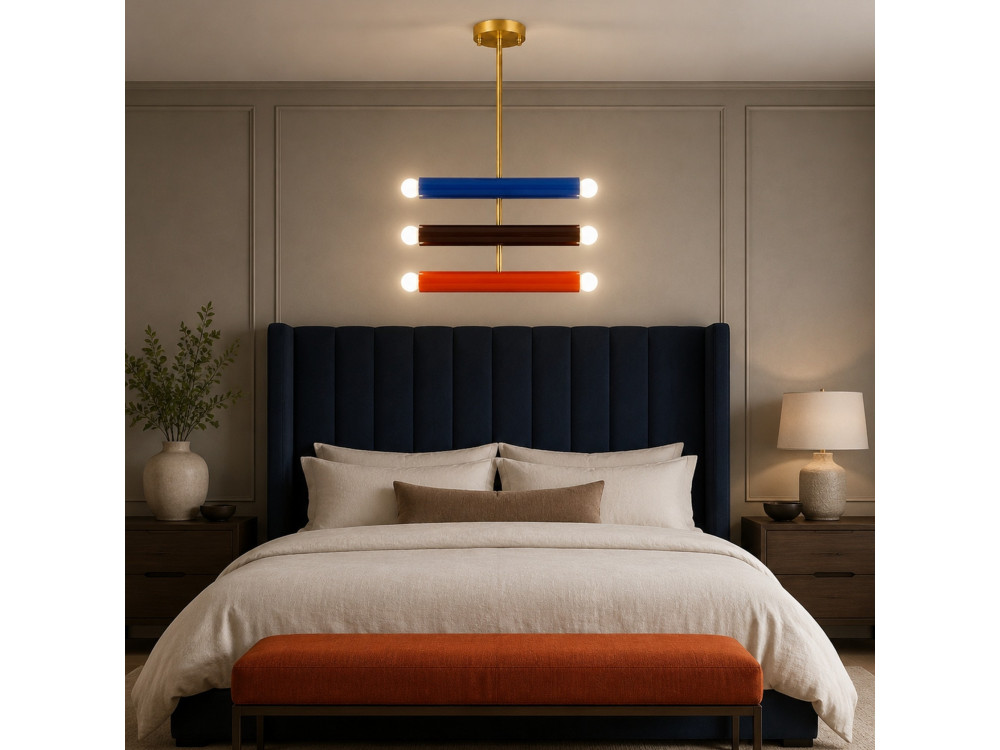 Lampadario in metallo "Vento" - 35 x 10 cm - Blu