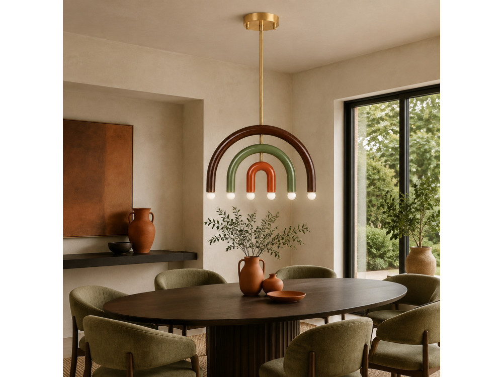 Lampadario in metallo "Vento" - 50 x 10 cm - Marrone