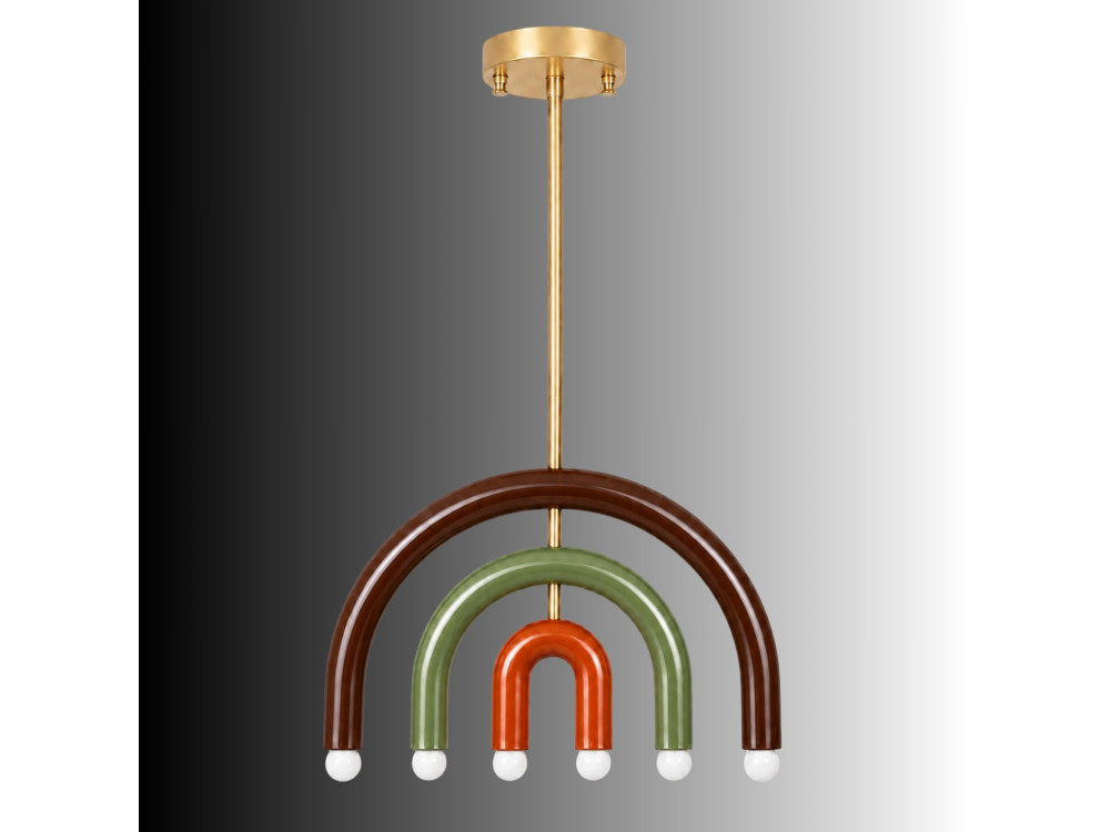 Lampadario in metallo "Vento" - 50 x 10 cm - Marrone