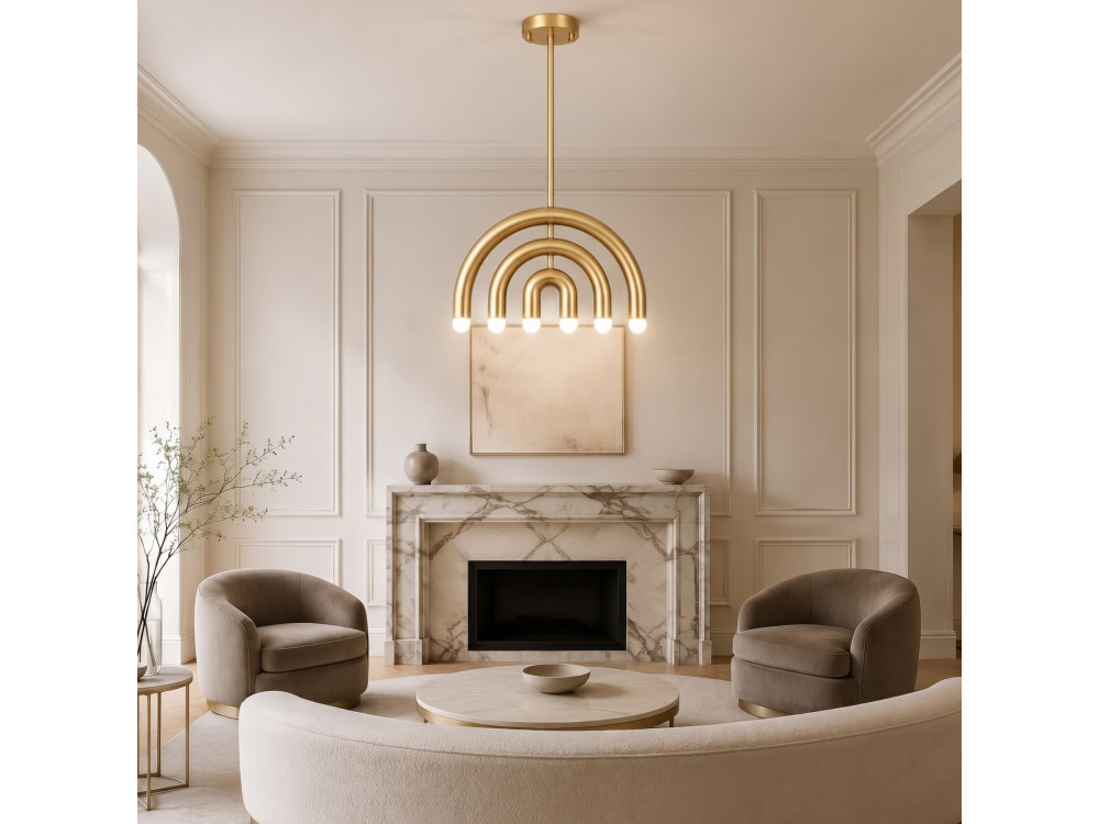 Lampadario in metallo "Vento" - 50 x 10 cm - Giallo
